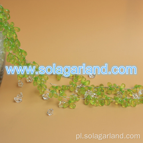 Zielone fasetowane koraliki w kształcie łzy Deco Rope Garland